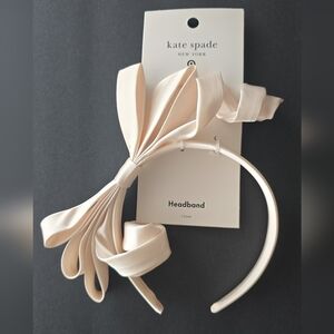 Kate Spade Bow Detail Satin Headband in Blush Cream